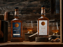 Stanhope Whiskey rolls out two new drams Bottles of Stanhope Kentucky Whiskey Bourbon and Rye Whiskey stands on a wooden table with nosing glasses containing the whiskies.