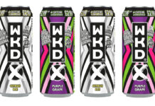 Pack shots of WKD X Citrus Ice and Purple Grape cans.