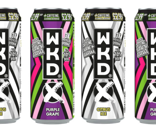 WKD expands on X range of drinks Pack shots of WKD X Citrus Ice and Purple Grape cans.