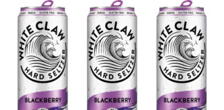 Pack shots White Claw Blackberry cans.