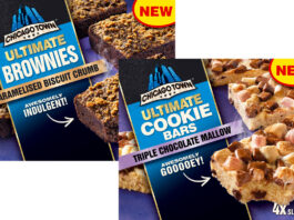 Chicago Town expands on frozen dessert range Pack shots of Chicago Town Ultimate Brownies Caramelised Biscuit Crumb and Ultimate Cookie Bars Triple Chocolate Mallow.