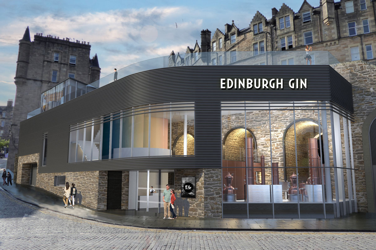 A planned design for Edinburgh Gin's distillery featuring an estimation of what the building looks like.