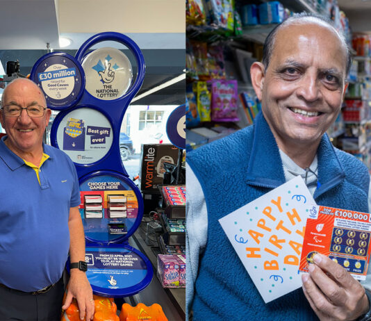 National Lottery retailers help to give back National Lottery operators stand at their tills to mark the landmark £50billion raised for good causes through the National Lottery.