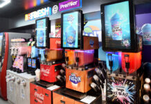 Premier 'Refresh @ Premier' Station with slushie machines including Tango Ice Blast, Coca-Cola Frozen and Fanta Frozen.