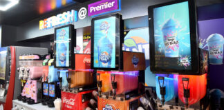 Premier 'Refresh @ Premier' Station with slushie machines including Tango Ice Blast, Coca-Cola Frozen and Fanta Frozen.