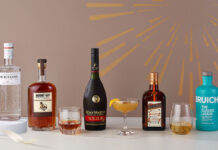 Pictures of the Remy-Cointreau spirits range including The Botanist gin, Mount Gay rum, Remy Martin VSOP Cognac, Cointreau and Bruichladdich whisky.