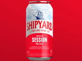 Carlsberg docks new Shipyard American Ale in the UK A can of Shipyard American Pale Ale is against a red background.