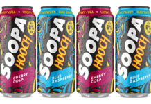 Pack shots of Soopa Hooch Blue Raspberry and Cherry Cola.