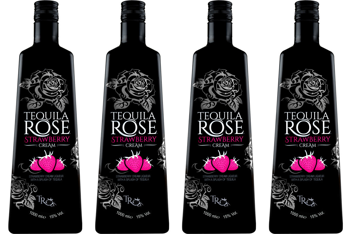 Pack shots of Tequila Rose one litre bottles.