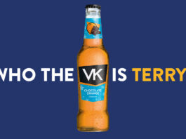 VK unveils the return of its Chocolate Orange flavour Poster for the VK Chocolate Orange flavour with a bottle of the drink in the middle with text around it reading "Who the VK is Terry?".