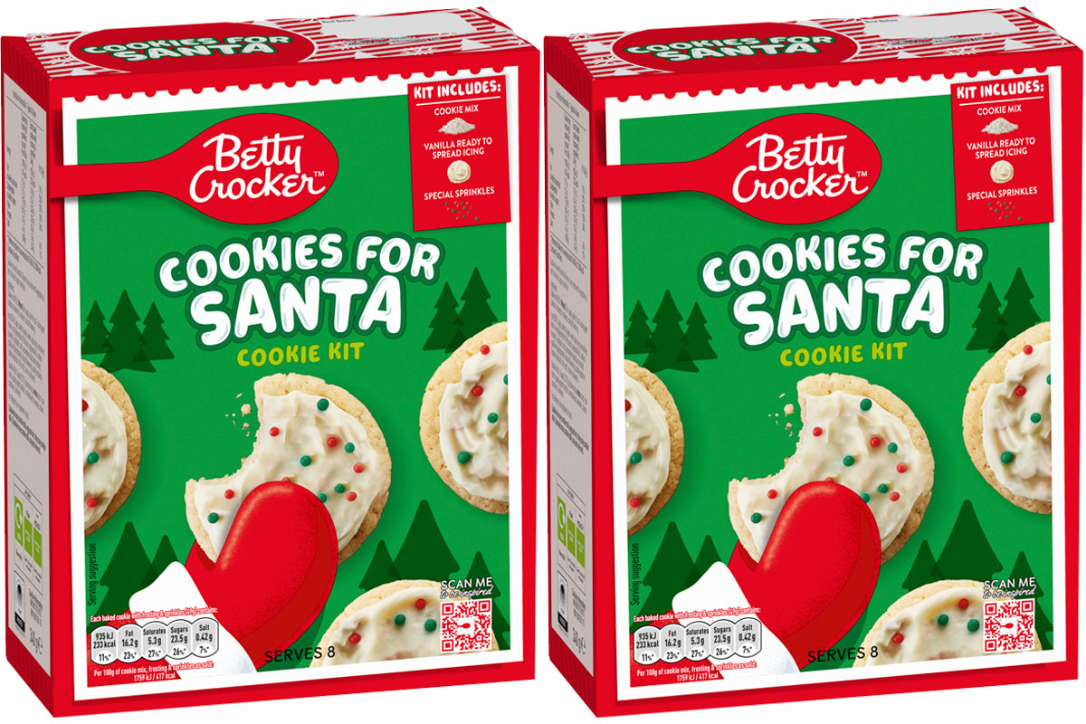 Pack shots of Betty Crocker Cookies for Santa kits.