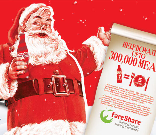 CCEP to donate meals to FareShare through Coke Zero Promotional image of Coca-Cola Europacific Partners' FareShare initiative to donate meals to the charity via orders of Coca-Cola Zero Sugar.