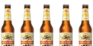 Pack shots of Kirin Ichiban beer.