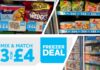 Promotional image of Nisa 3 for £4 deal on frozen food items including images of frozen food inside store freezers.