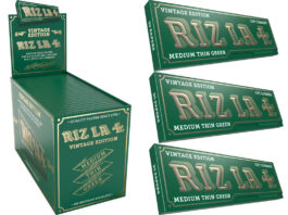 Rizla rolls back the clock this Christmas Pack shots of Rizla Vintage Edition Medium Thin Green including three individual packs as well as a display box.