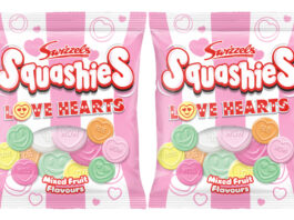 Swizzels has new Love to fight off January blues Pack shots of Swizzels Squashies Love Hearts.
