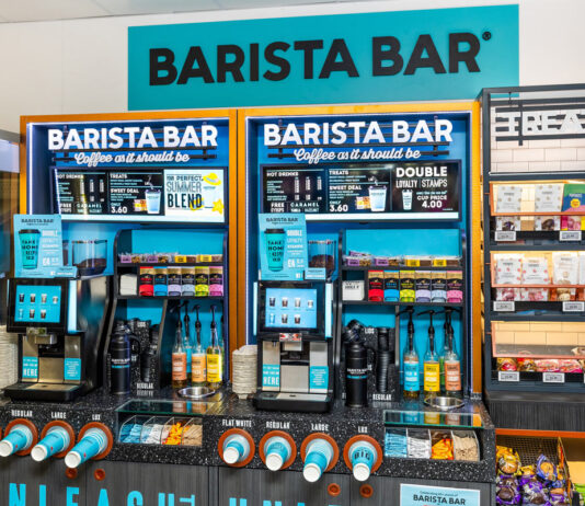 A Barista Bar coffee counter.