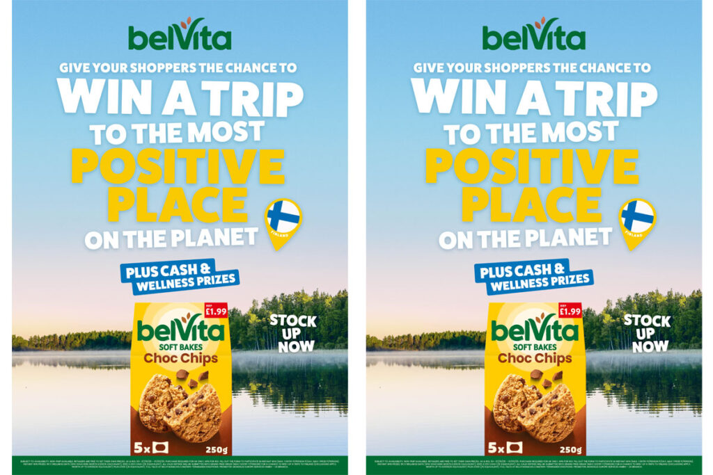 Competition poster for Belvita advertising the chance to win a trip to Finland.