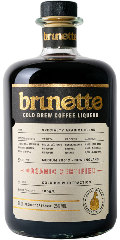 Pack shot of Brunette coffee liqueur.