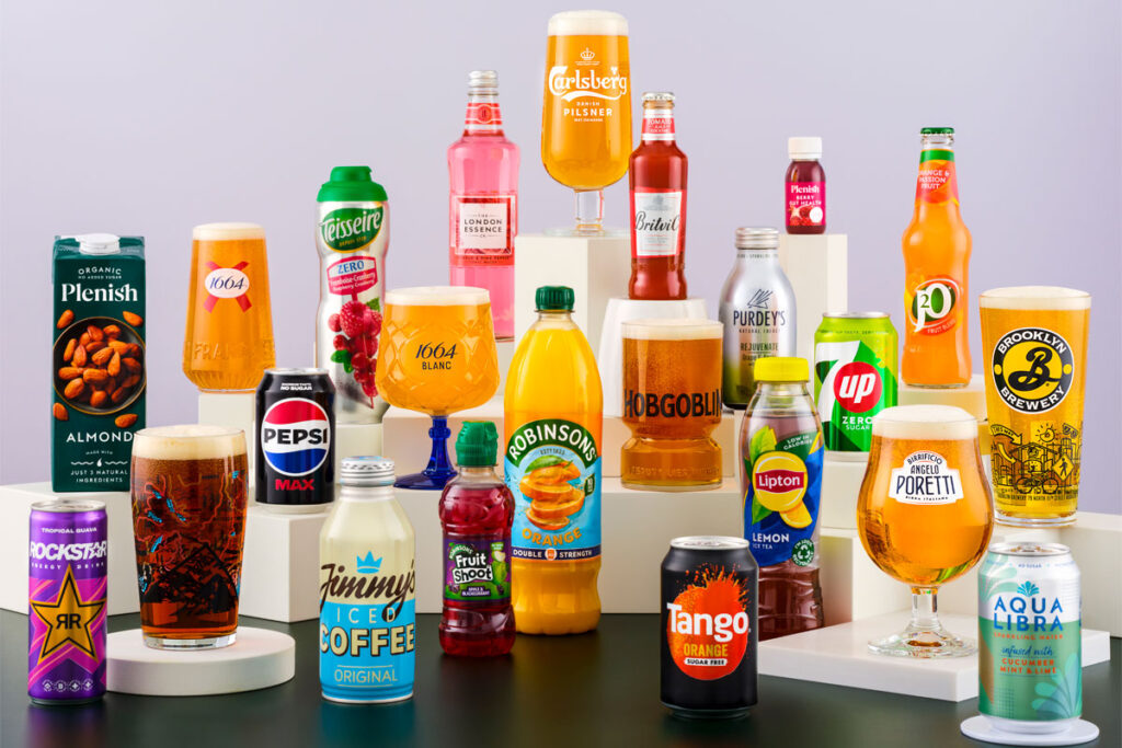 Range of drinks options from Carlsberg Marston's Brewing Company and Britvic UK as part of a merger between the two companies.