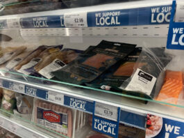 SGF underlines success for its Go Local Programme Image of a store's chiller shelf with different Scottish meats and fish products.