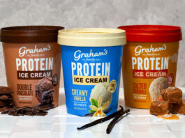 Graham’s offers sweet indulgence with natural protein Packs of Graham's Protein Ice Creams sit on a countertop including Double Chocolate, Creamy Vanilla and Salted Caramel variants, with pieces of chocolate next to the Double Chocolate; vanilla pods next to the Creamy Vanilla; and pieces of caramel next to the Salted Caramel.