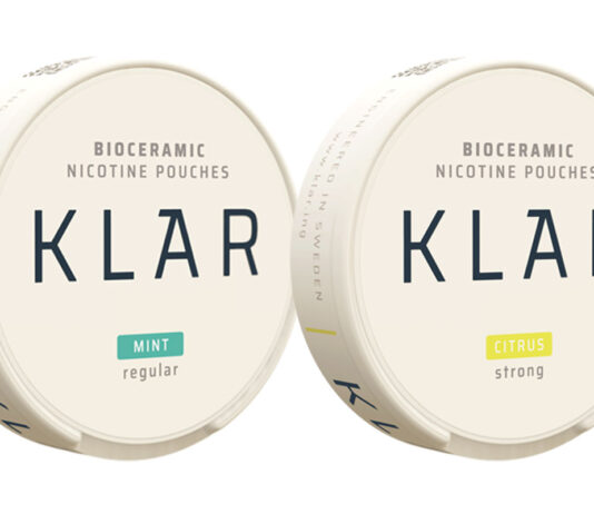 Klar pouches head to UK stores Pack shots of KLAR nicotine pouches including Mint Regular and Citrus Regular.