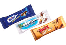 Packs of Mars Wrigley Crispy Rolls with Milky Way Crispy Rolls, Bounty Crispy Rolls and Twix Crispy Rolls.