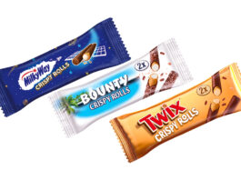 Mars brings a hit of nostalgia with Crispy Rolls comeback Packs of Mars Wrigley Crispy Rolls with Milky Way Crispy Rolls, Bounty Crispy Rolls and Twix Crispy Rolls.