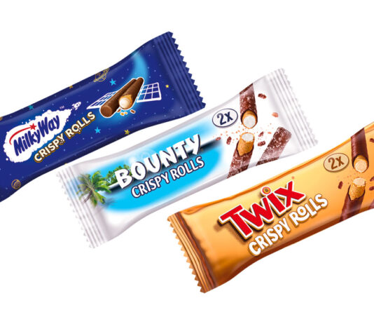 Mars brings a hit of nostalgia with Crispy Rolls comeback Packs of Mars Wrigley Crispy Rolls with Milky Way Crispy Rolls, Bounty Crispy Rolls and Twix Crispy Rolls.