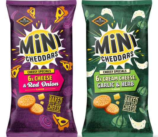 Jacob’s introduces a Special range for Mini Cheddars Pack shots of Jacob's Mini Cheddars Cheesy Specials Cheese & Red Onion and Cream Cheese, Garlic and Herb.