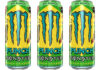 Pack shots of Monster Energy Rio Punch cans.