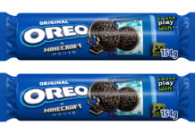 Packs of Oreo cookies with an on-pack promotion for A Minecraft Movie.