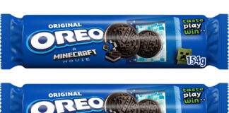 Packs of Oreo cookies with an on-pack promotion for A Minecraft Movie.