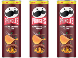Pringles unveils new Flame Grilled Steak flavour Pack shots of Pringles Flame Grilled Steak.