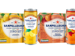 Sanpellegrino rolls out new Zero Added Sugar variants Pack shots of San Pellegrino Zero Added Sugar with Limonata multipacks and a single can and Pesca & Clementa multipack and a single can.