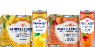 Pack shots of San Pellegrino Zero Added Sugar with Limonata multipacks and a single can and Pesca & Clementa multipack and a single can.