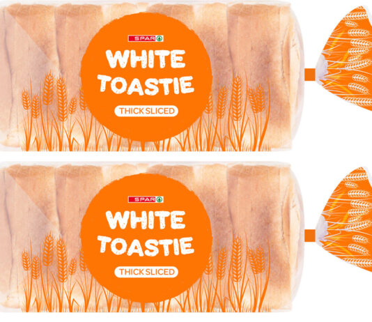 Spar launches Thick Toastie bread loaf Pack shot of Spar White Toastie Thick Loaf.