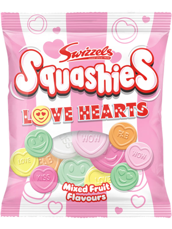 Pack shot of Swizzels Squashies Love Hearts.