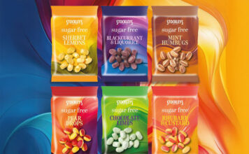 Pack shots of Stockleys Sugar Free sweets range including Sherbet Lemons, Blackcurrant & Liquorice, Mint Humbugs, Pear Drops, Chocolate Limes and Rhubarb & Custard.