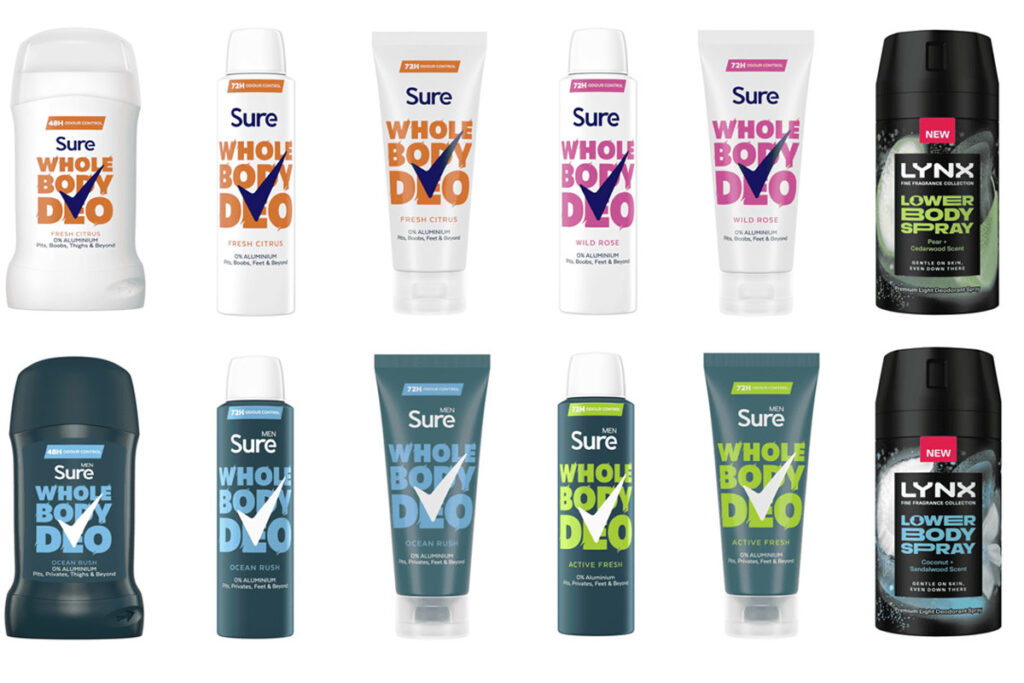 Unilever Whole Body Deodorant range including products from Sure and Lynx.