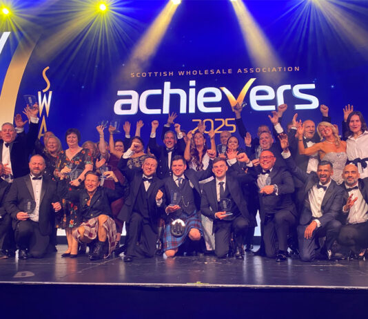 Wholesale success at the SWA Achievers Awards Group shot of the winners at the Scottish Wholesale Association Achievers Awards 2025.