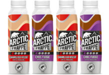 Pack shots of Arctic Frappe drinks including Caramelised Biscuit and Choc Fudge variants.