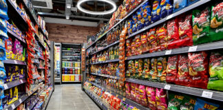 The interior of the newly built Morrisons Daily retail unit at Balfron, in Stirlingshire.