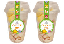 Pack shots Bonds of London Chick 'N' Mix sweet cups.