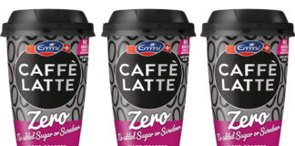 Pack shots of Emmi Caffé Latte Zero coffees.