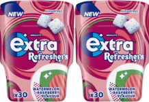 Pack shots of Extra Refreshers Raspberry Watermelon.