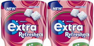 Pack shots of Extra Refreshers Raspberry Watermelon.