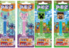 Pack shots of PEZ dispensers including Lilo & Stitch and Minecraft heads of characters from the franchises. (From left to right) Stitch, Angel, Creeper and Steve.