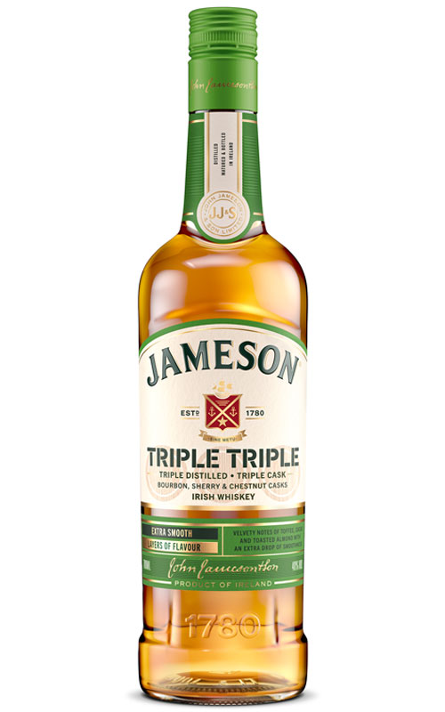 A pack shot of a Jameson Triple Triple Chestnut Edition bottle.